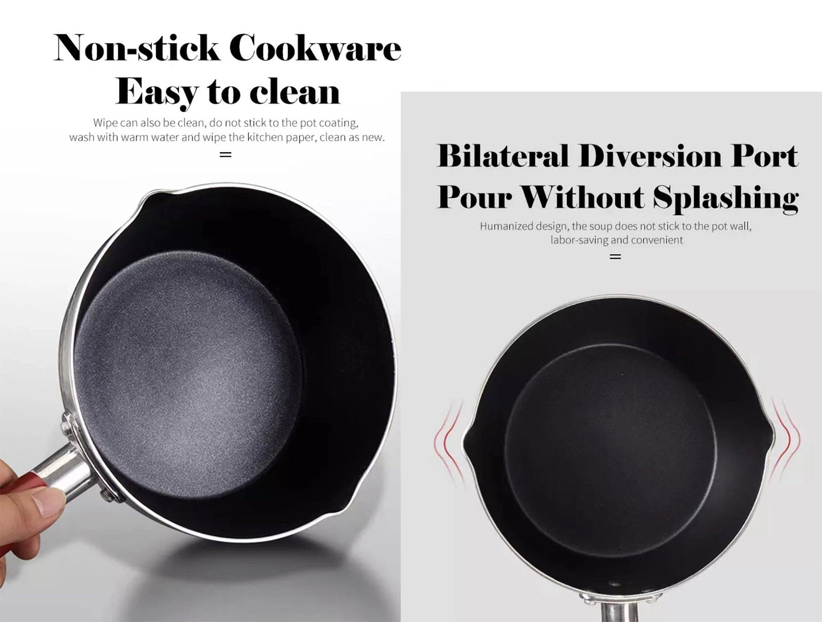 Aluminium Non-Stick Sauce Pan with Wooden Handle (18cm-22cm Diameter)