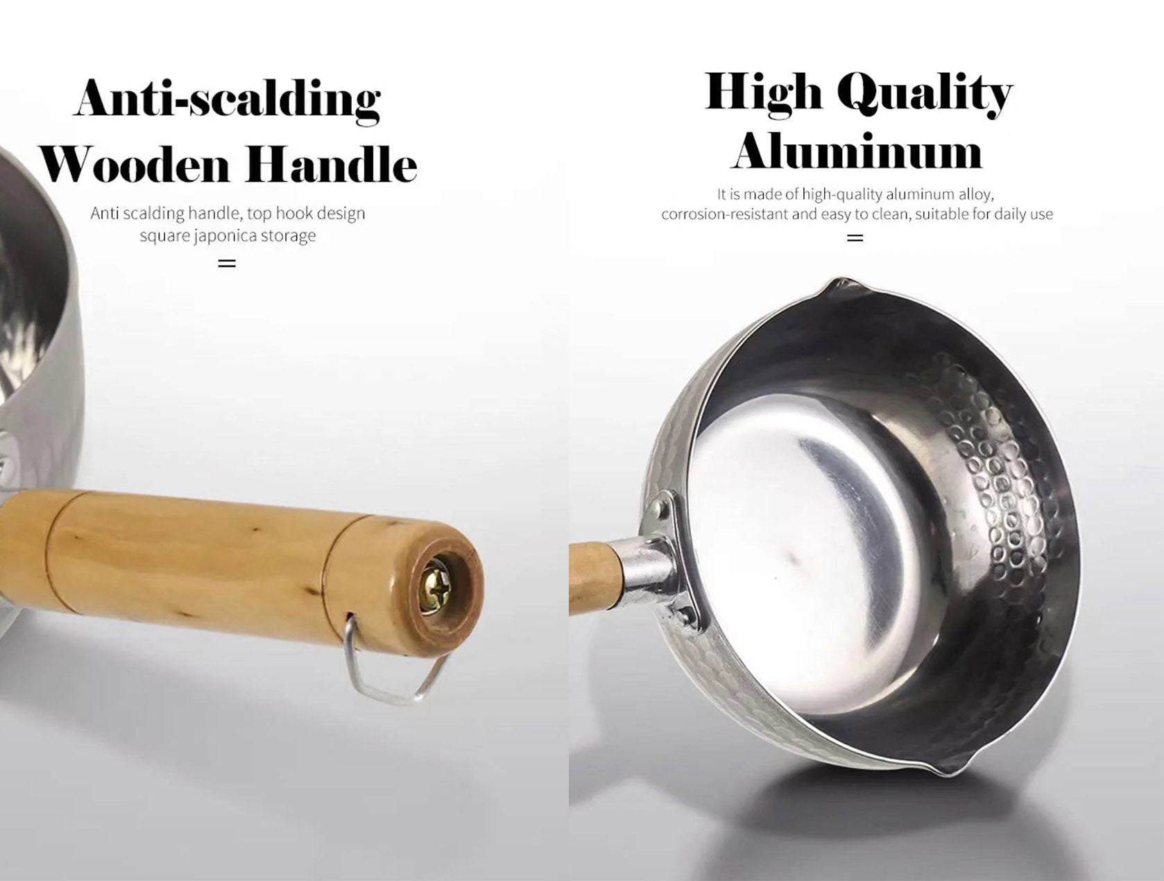 Aluinium Sauce Pan with Wooden Handle (18cm-24cm Diameter)