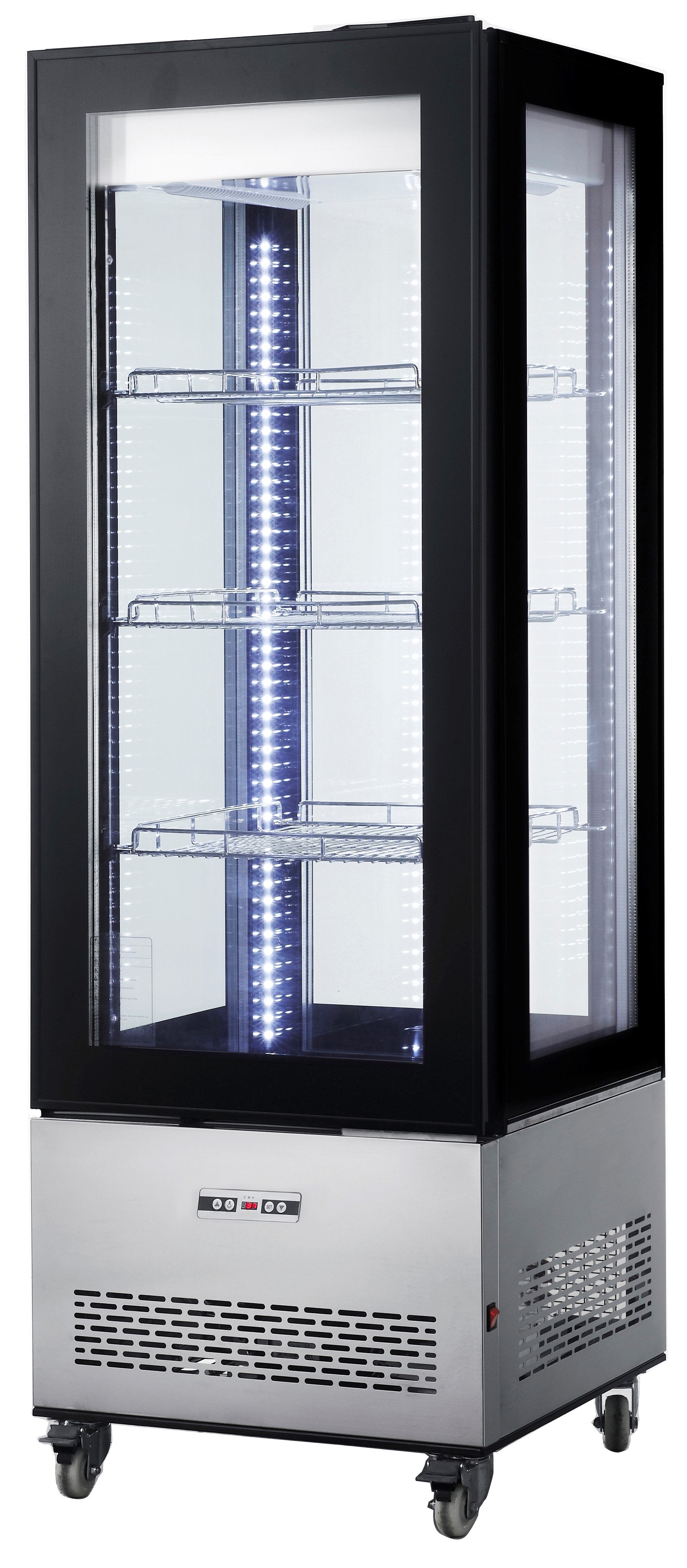 4-Sided Glass Refrigerated Display Case (33.5" x 25.6" x 75") - Chefcoca