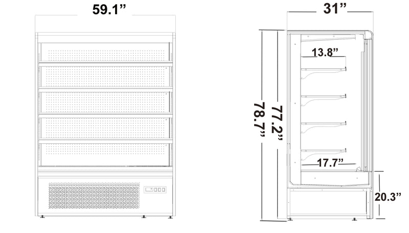 31" Deep Grab & Go Open Display Case, 59.1" Wide Refrigerator