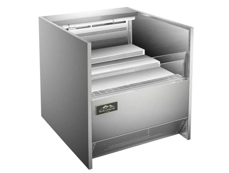 Sub-equip,36" Low Profile Horizontal Air Curtain Open Refrigerated Display Case,Grab and Go refrigerator self-serve counter case (W36" X D34"X H33")