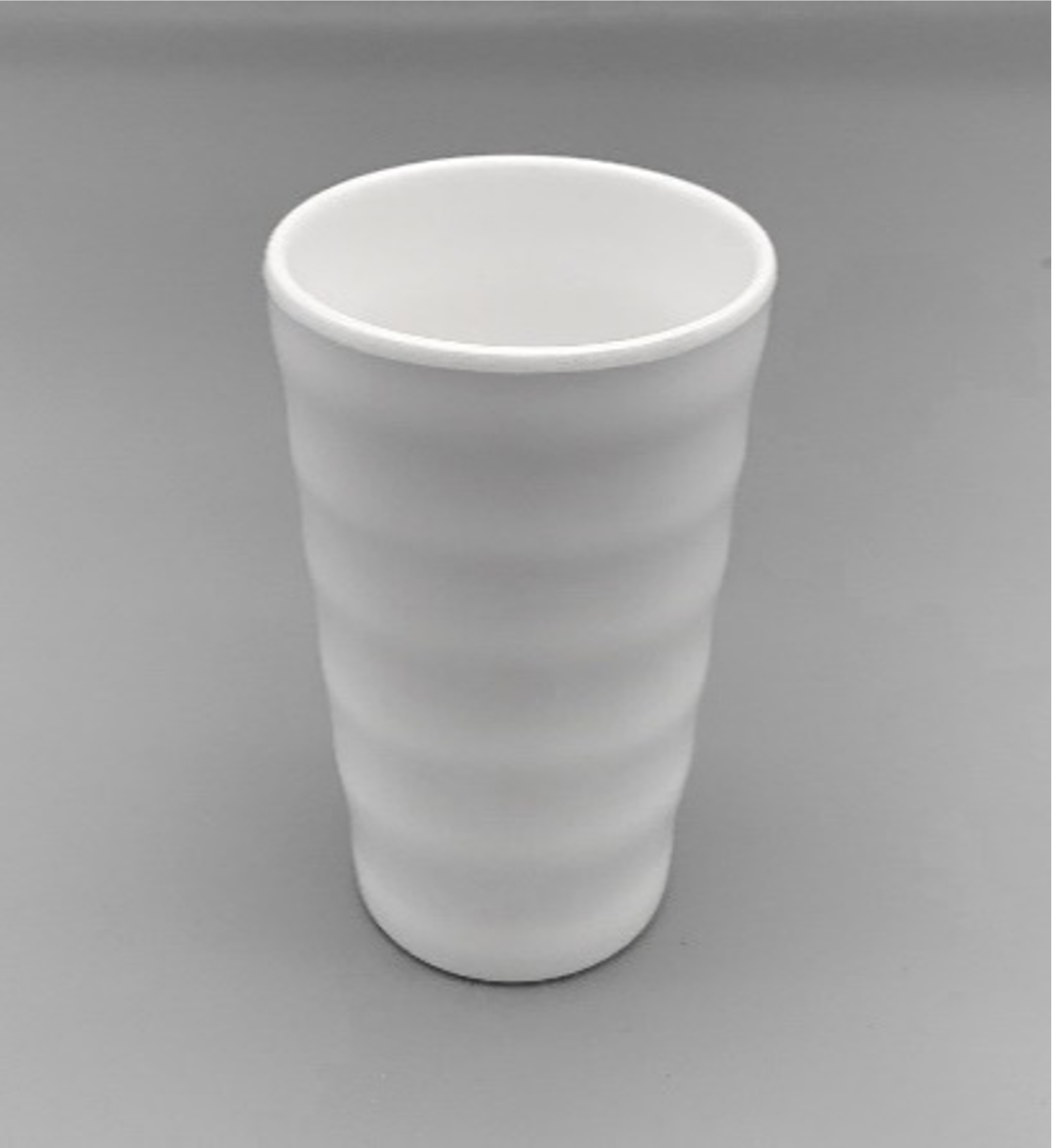 White Melamine Tapered Ridges Tumbler （HC6028W））