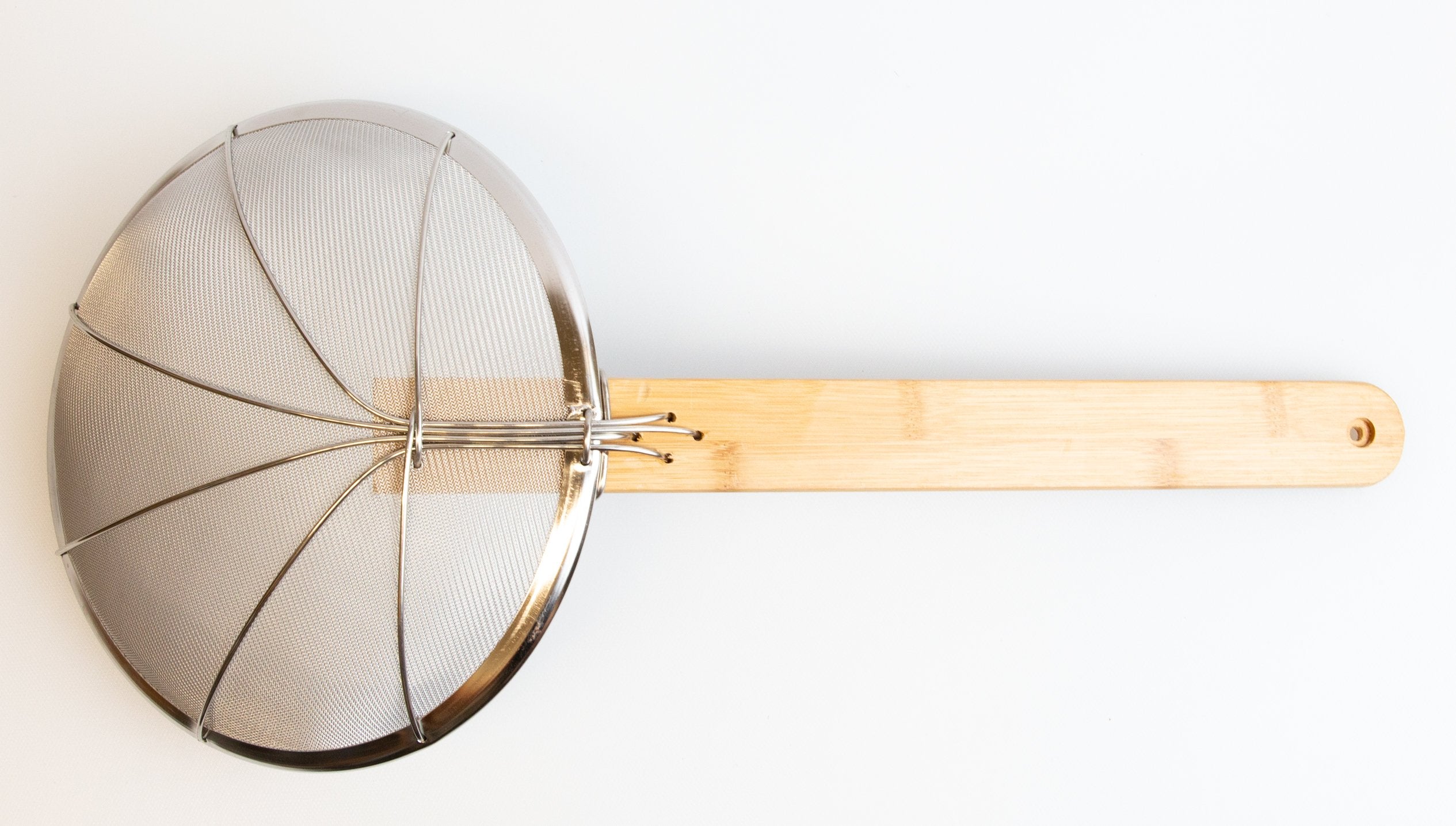 Round Fine Mesh Stainless Steel Skimmer with Bamboo Handle (10"-13") - Chefcoca