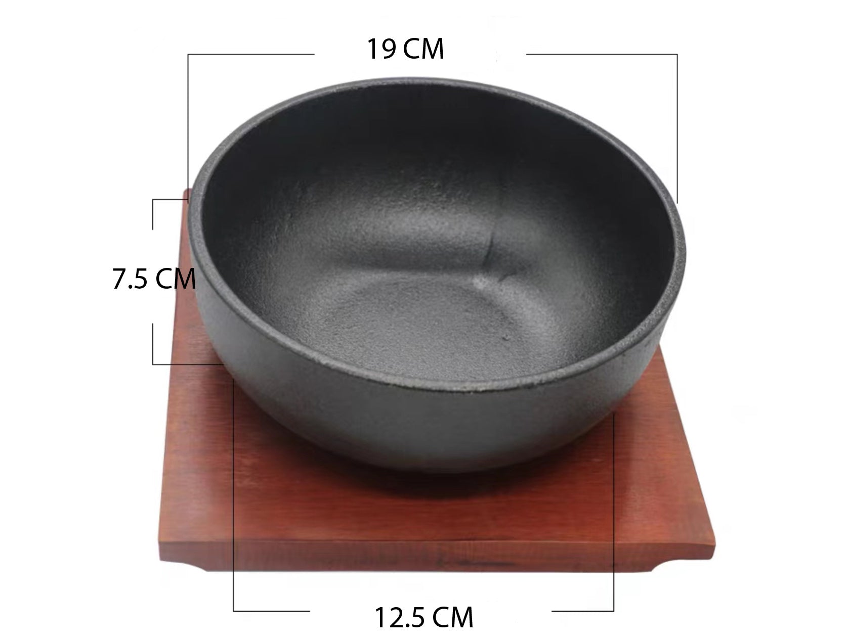 Round Cast Iron Bowl with Wooden Base