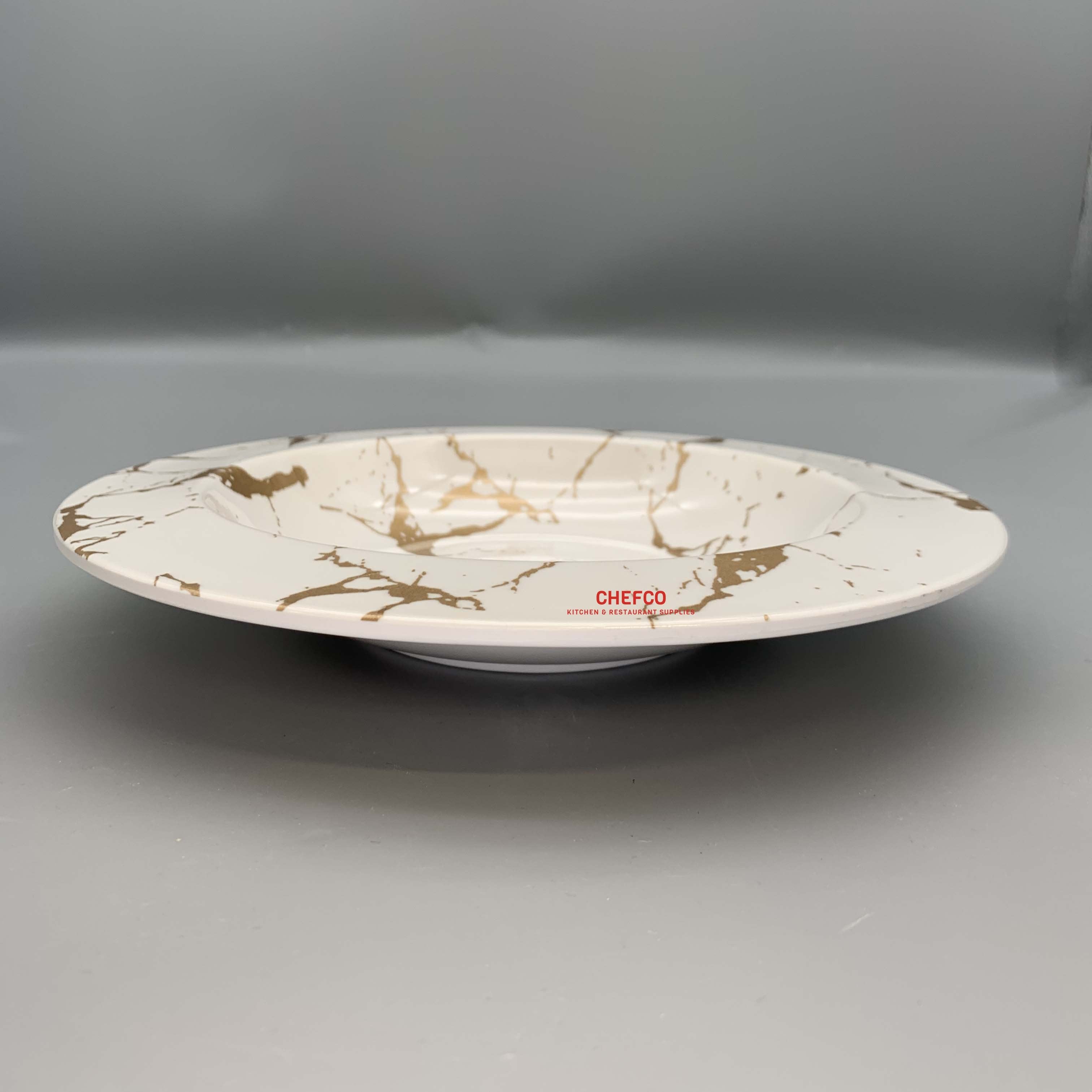 White and Gold Marble Melamine Pasta Plate (J226641-BJ)