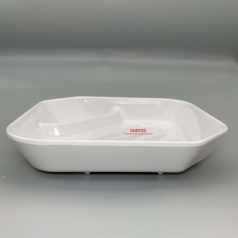Square Melamine Plate with Sauce Compartment (J428970)