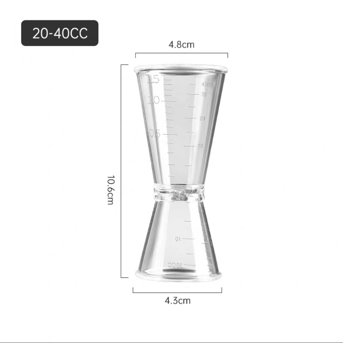 Multi-functional transparent PC resin double head measuring cup bubble tea and bar use Jigger - Chefcoca