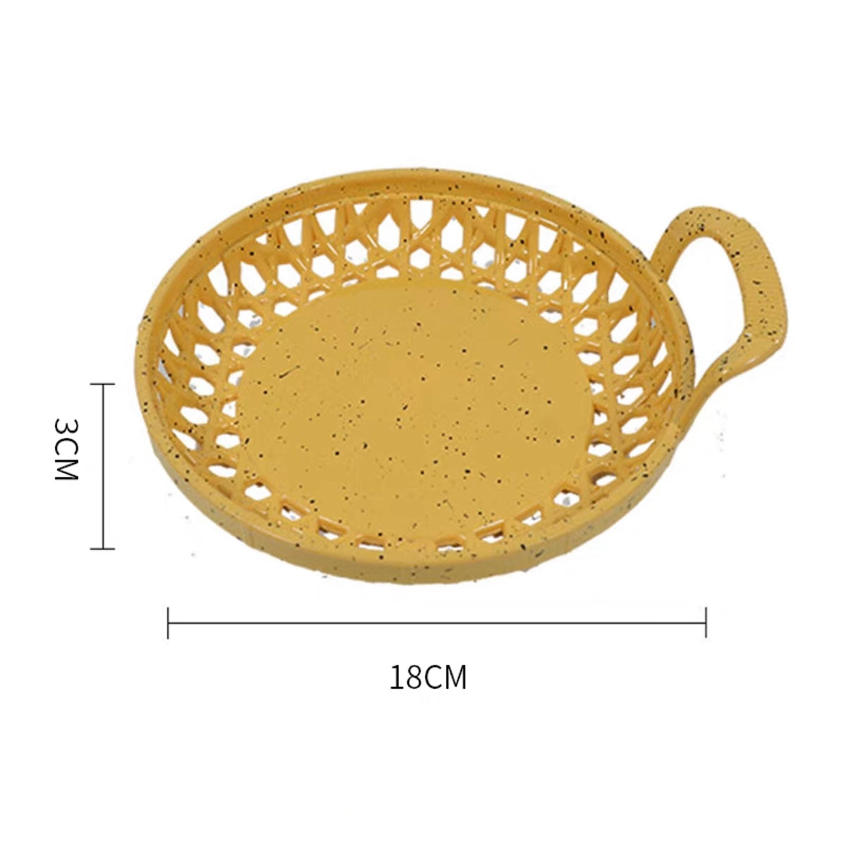 Round Woven Basket with Single Handle, Yellow