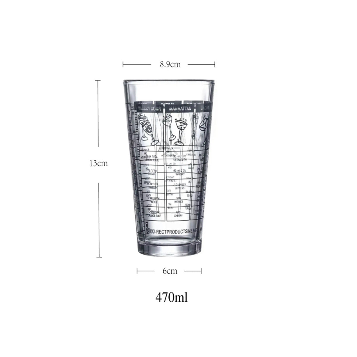 Cocktail shaker with Measurement(PC Material)