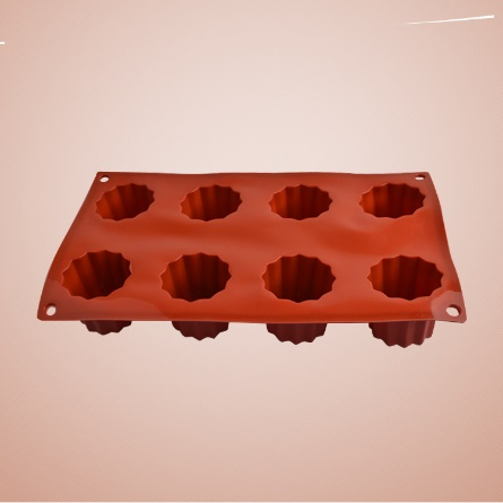 Red Silicone 8 Compartment Caneles Molds - Chefcoca