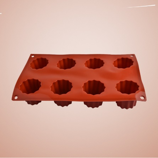 Red Silicone 8 Compartment Caneles Molds