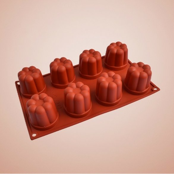 Red Silicone 8 Compartment Caneles Molds - Chefcoca