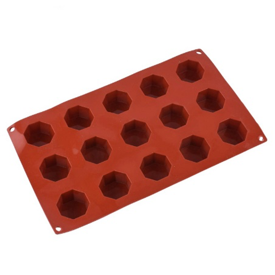 Red Silicone 15 Compartment Octagon Shaped Molds - Chefcoca