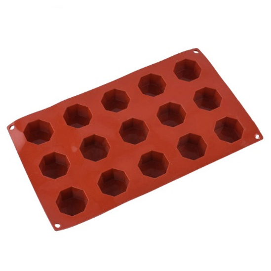 Red Silicone 15 Compartment Octagon Shaped Molds
