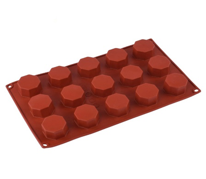 Red Silicone 15 Compartment Octagon Shaped Molds - Chefcoca