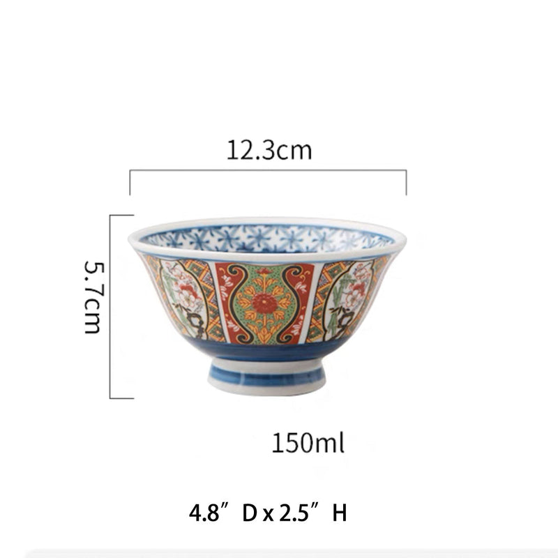 Japanese Zakka Style Rice Bowl, Red Plum Pattern (KF1265)