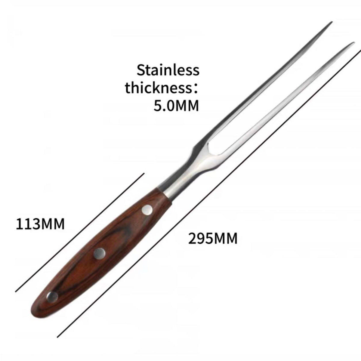 High Quality Wood Handle Stainless Steels Kitchen Carving Fork,  430 s/s - Chefcoca