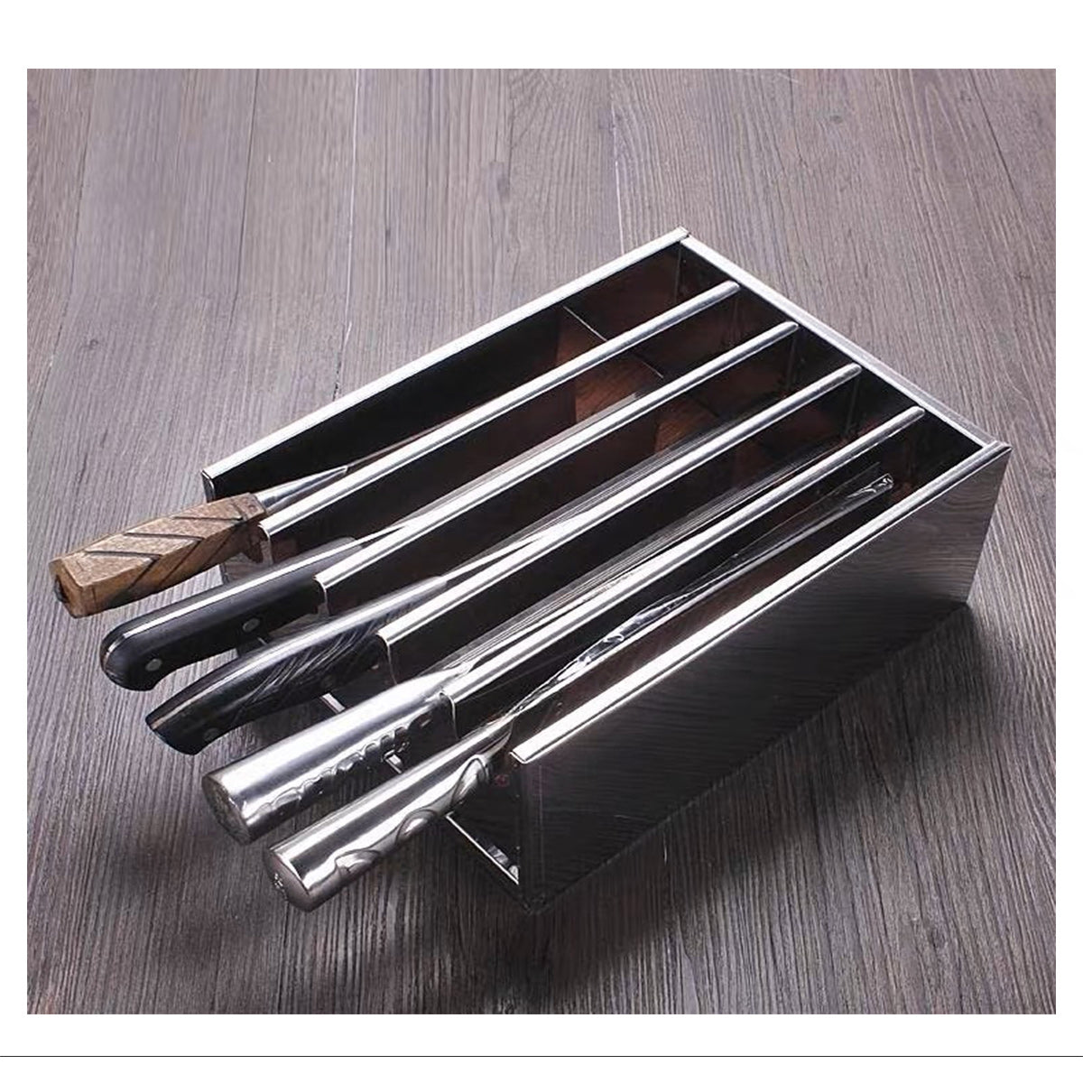 Stainless Steel Knife Block, 5 Slots - Chefcoca