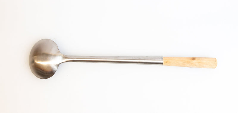 Stainless Steel Shallow Ladle with Bamboo Handle (2oz)