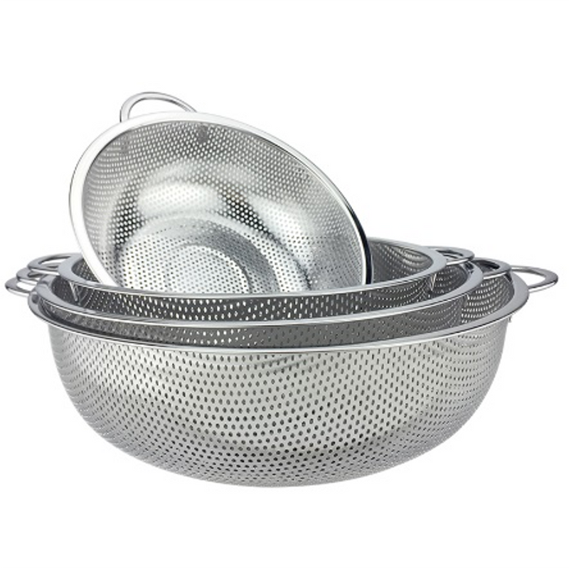 Flat Bottom Stainless Steel Colander with Handles