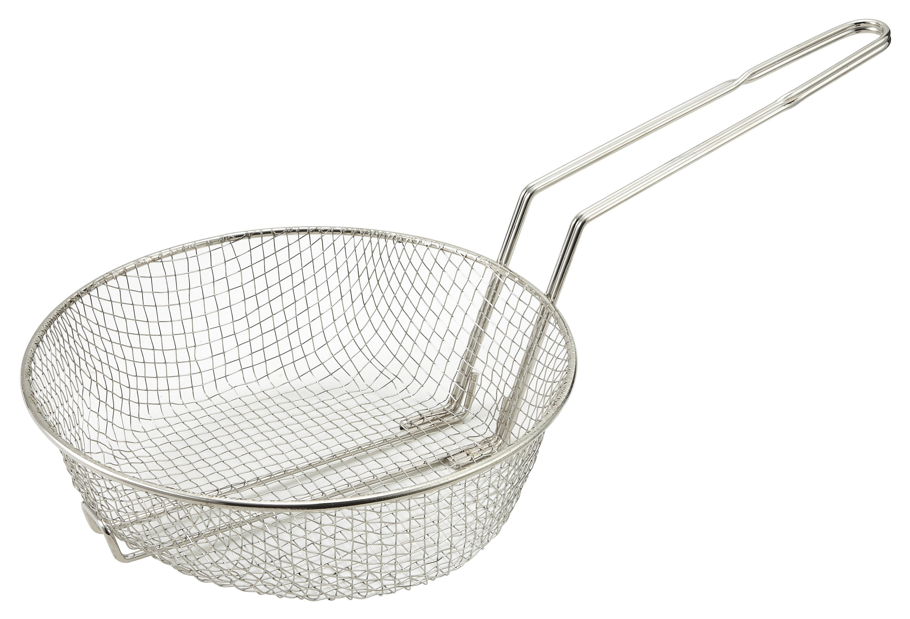 Nickel Plated Steel Culinary Basket with Medium Mesh (8" - 10" Dia.)