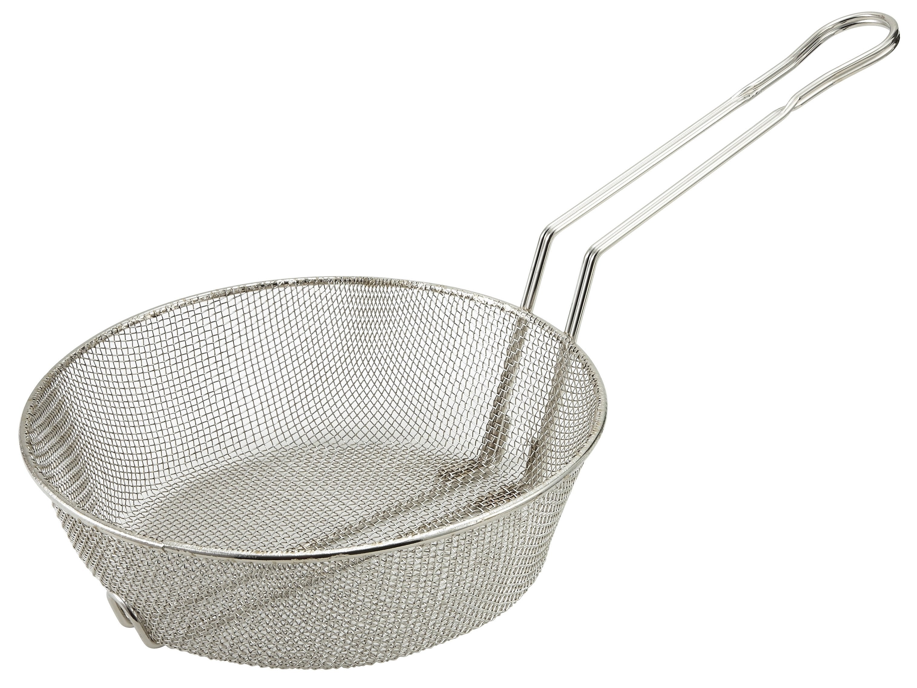 Nickel Plated Steel Culinary Basket with Fine Mesh (8" - 10" Dia.)