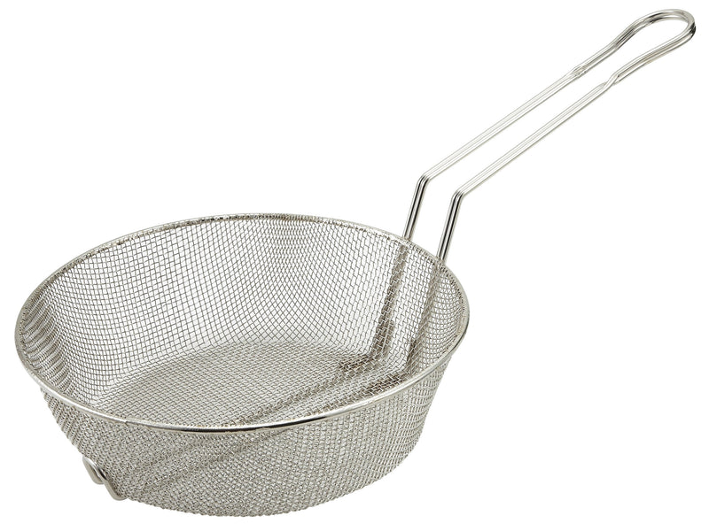 Nickel Plated Steel Culinary Basket with Fine Mesh (8" - 10" Dia.)