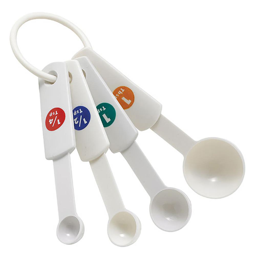 Winco Measuring Spoon Set, 4-piece, White, Plastic - Chefcoca