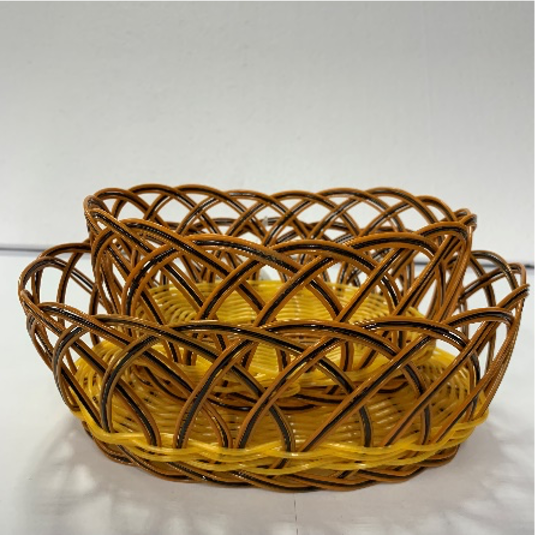 Oval Orange and Black Woven Serving Basket