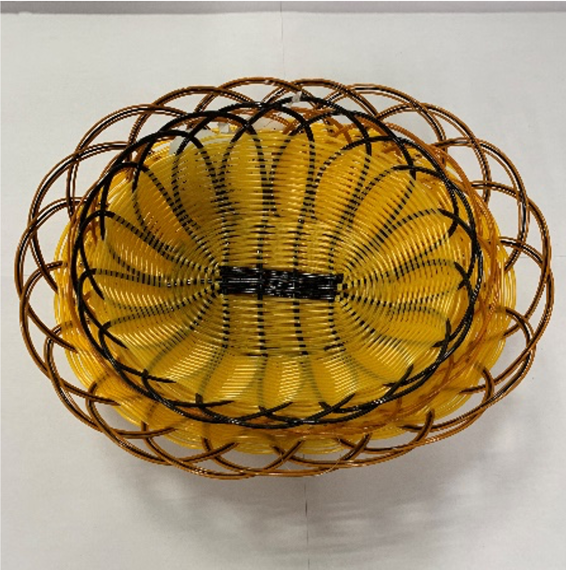 Oval Orange and Black Woven Serving Basket