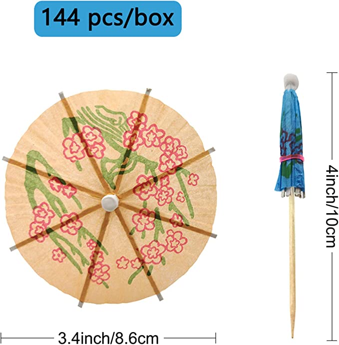 Decorative Pick with Multi Coloured Parasols (144 pieces) - Chefcoca