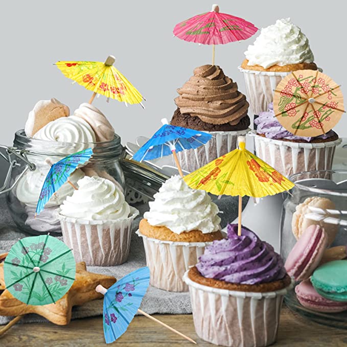 Decorative Pick with Multi Coloured Parasols (144 pieces)