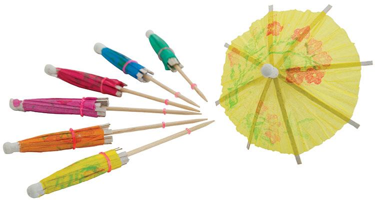 Decorative Pick with MultiColoured Parasols (144 pieces)