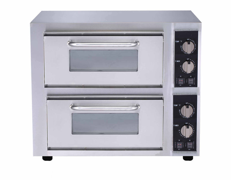 Products Electric Double Deck Countertop Pizza/Bakery Oven with Two Independent Chambers (24.25"W x 22.5"D x 20.75"H)
