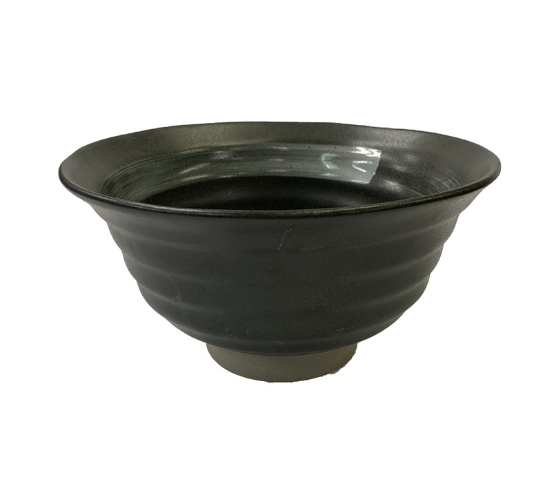 Matte Slate Speckled Noodle Bowl with Grey Ribbon (8" Dia x 4"H)