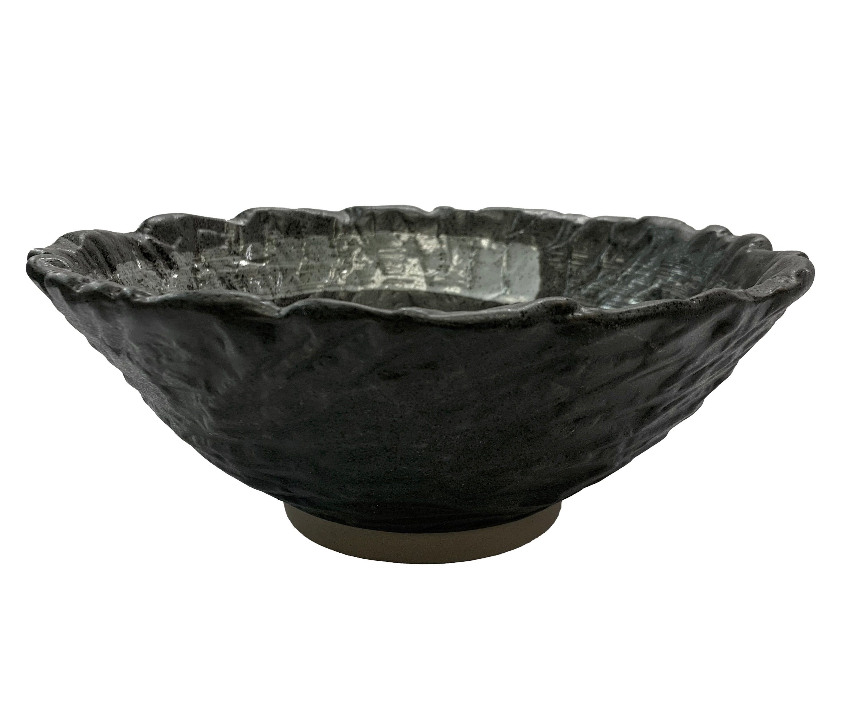 Matte Slate Speckled Noodle Bowl with Grey Ribbon (PTC00010-9)