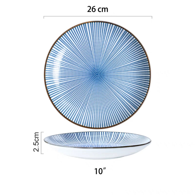 Round Plate with Blue Lines