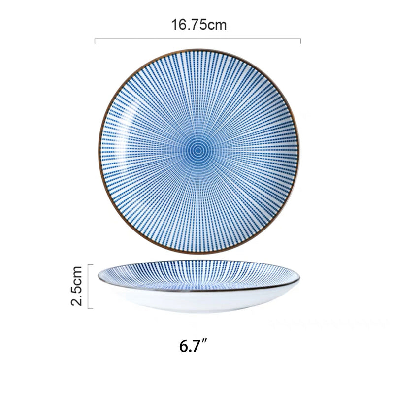 Round Plate with Blue Lines