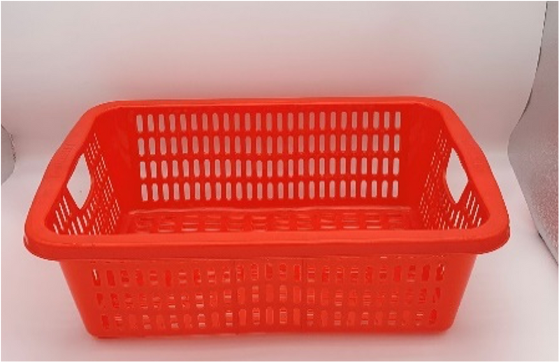 Plastic Rectangular Vegetable Wash Baskets with Cut-out Handle