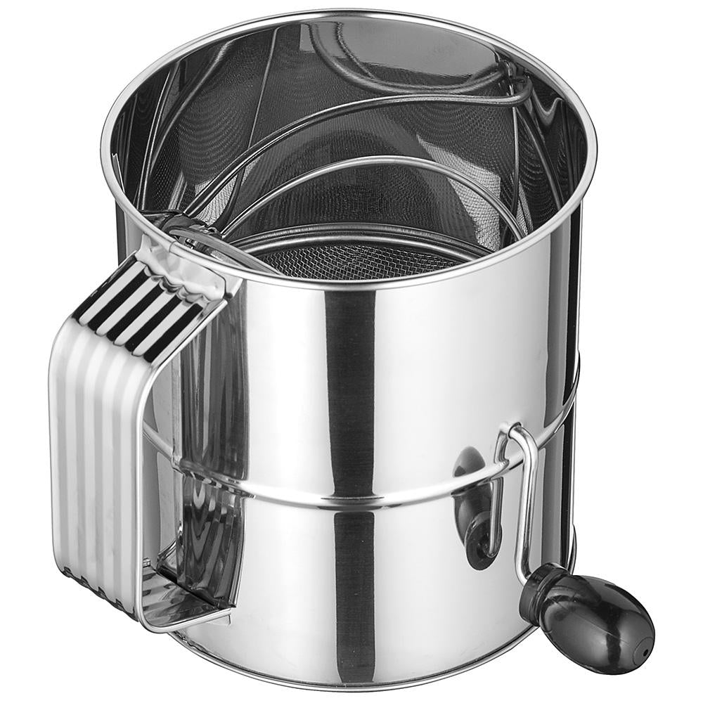 8 Cup Rotary Sifter, Stainless Steel - Chefcoca