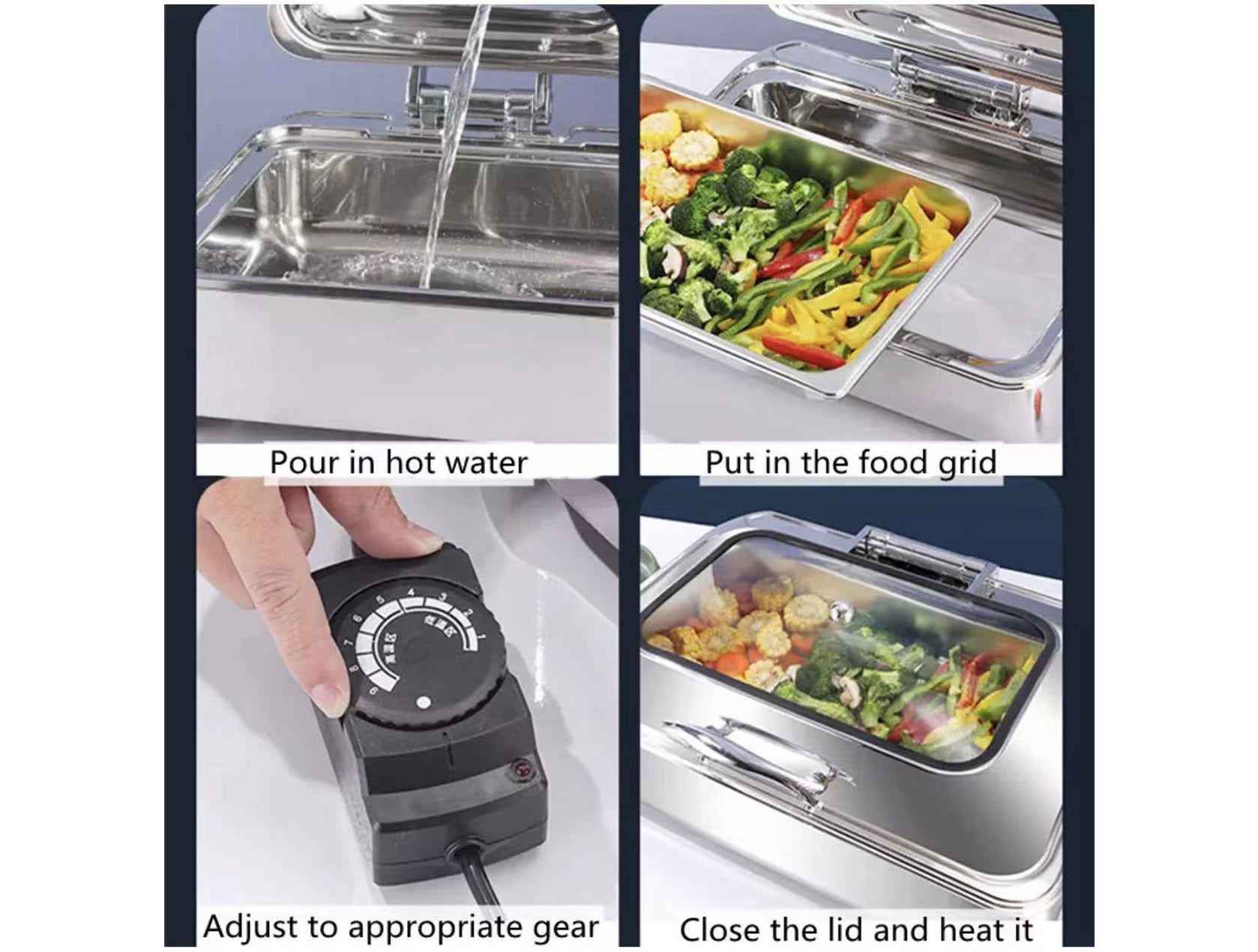 High Quality Stainless Steel Chafing Dish-Square (Heating plate sold separately)