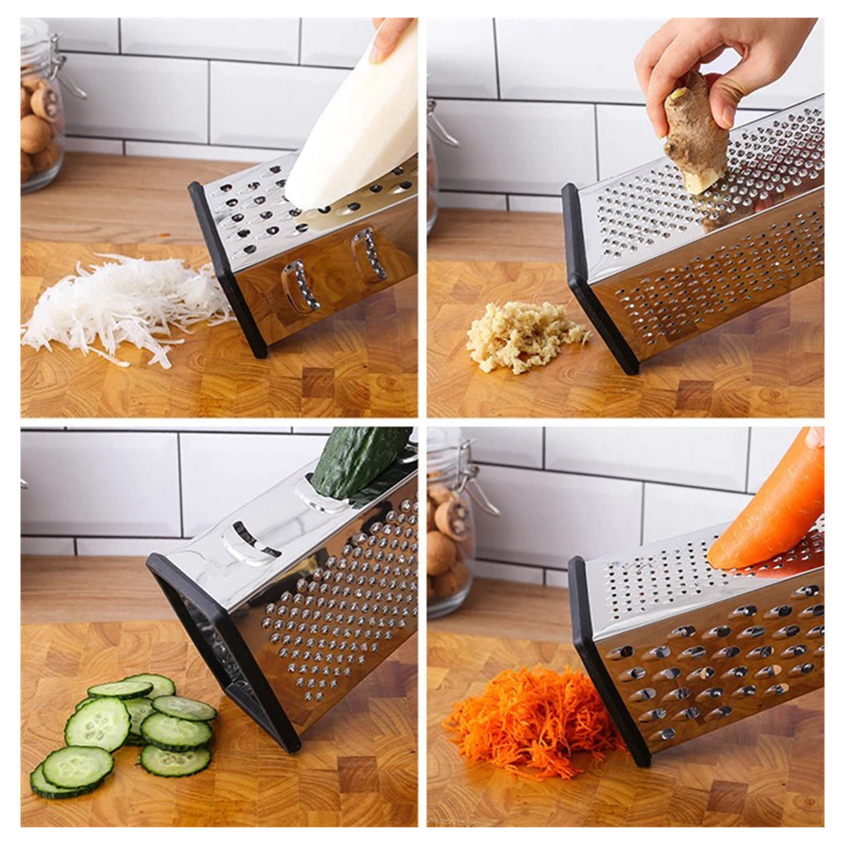 Multi functional 4 sides kitchen stainless steel vegetable grater