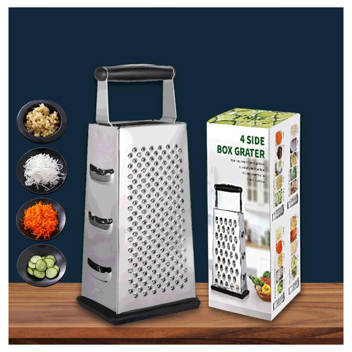 Multi functional 4 sides kitchen stainless steel vegetable grater