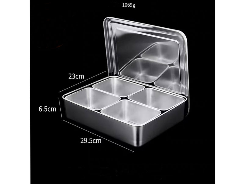 Stainless Steel Sauce/Condiment Box with Rectangular Containers (1-8 Units)