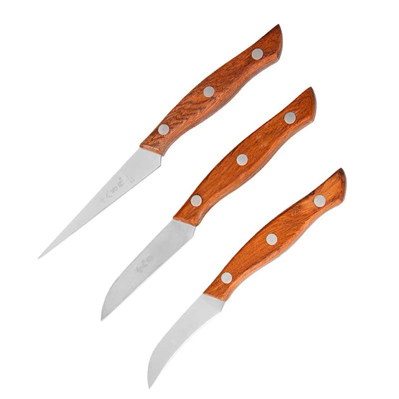 Set of 3 Carving Knifes with Wood Handle