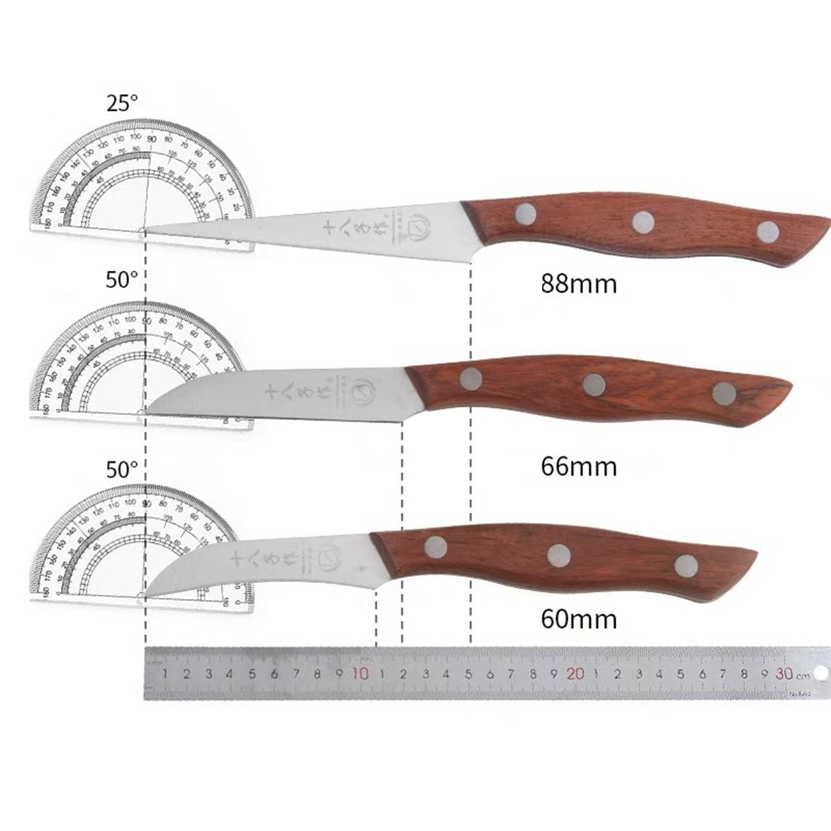 Set of 3 Carving Knifes with Wood Handle