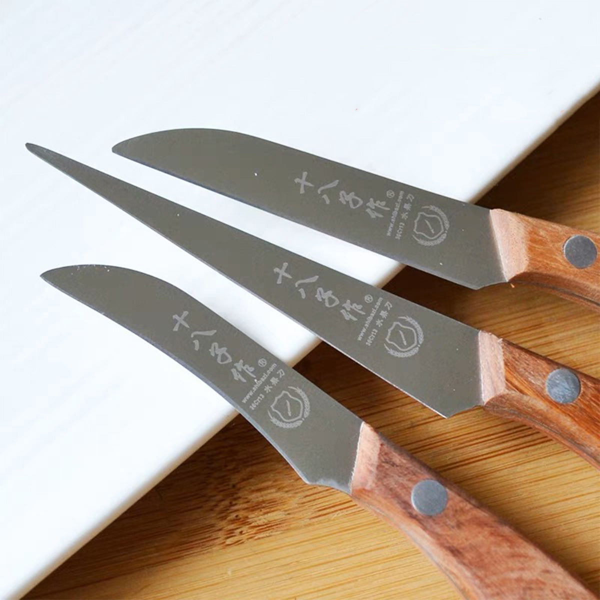 Set of 3 Carving Knifes with Wood Handle - Chefcoca