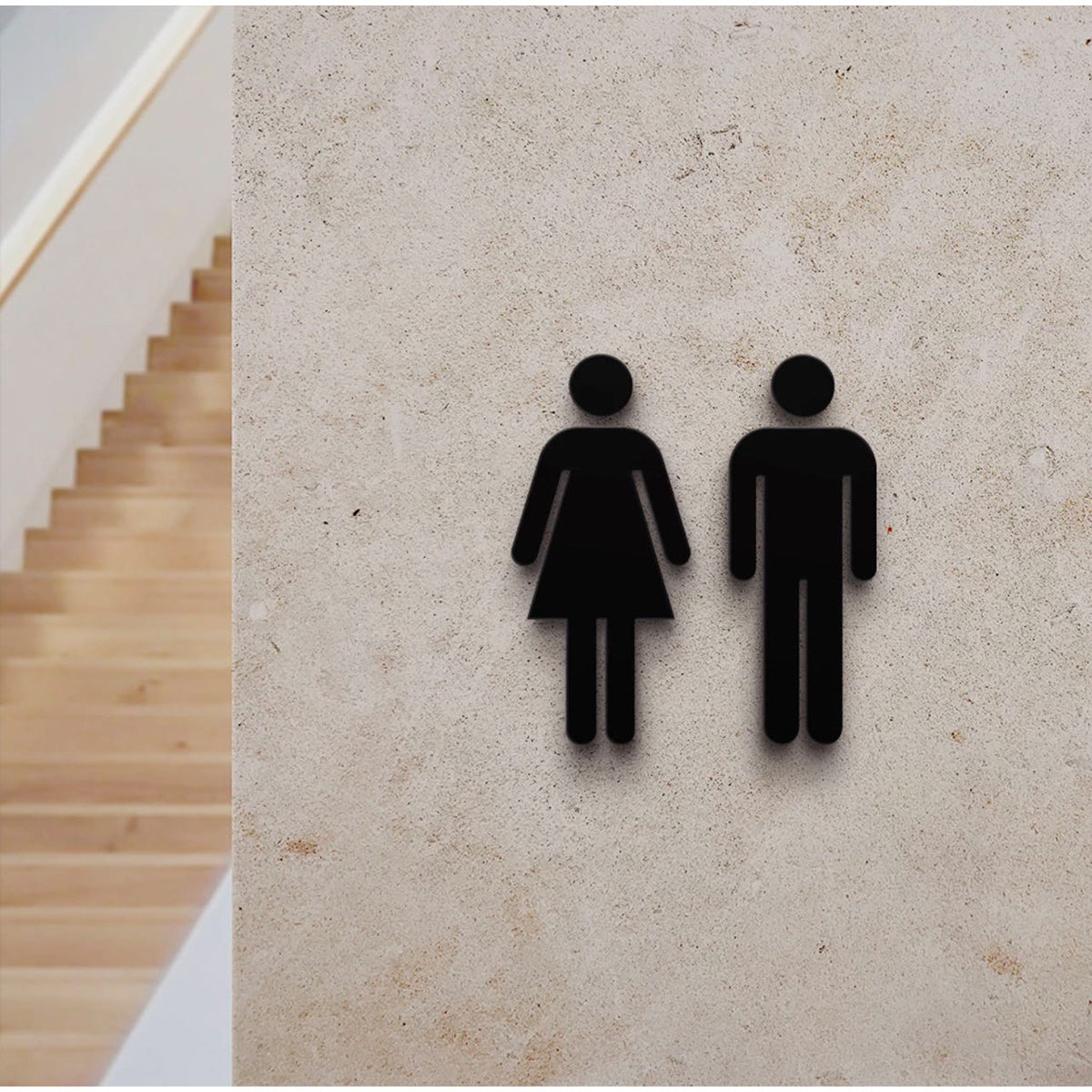 Adhesive Men's and Women's Sign, Bathroom Toilet Gender Sign Decoration(Black)