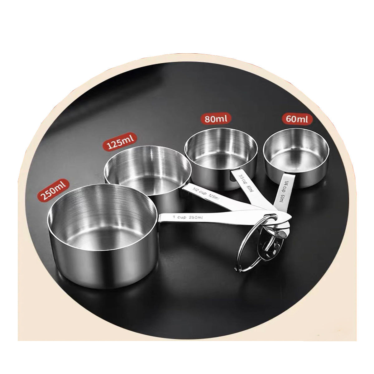 Stainless Steel Measuring  Cup Set, 4pcs set - Chefcoca