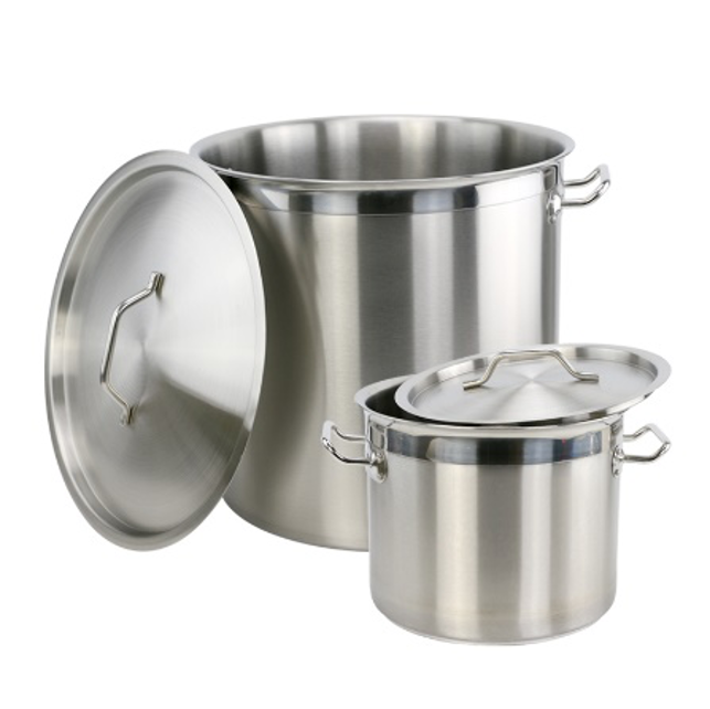 Heavy-Duty Stainless Steel Stock Pot with Lid Set with Reinforced Handles (25-60cm Dia x 25-80cm Height/12.5L-226L)